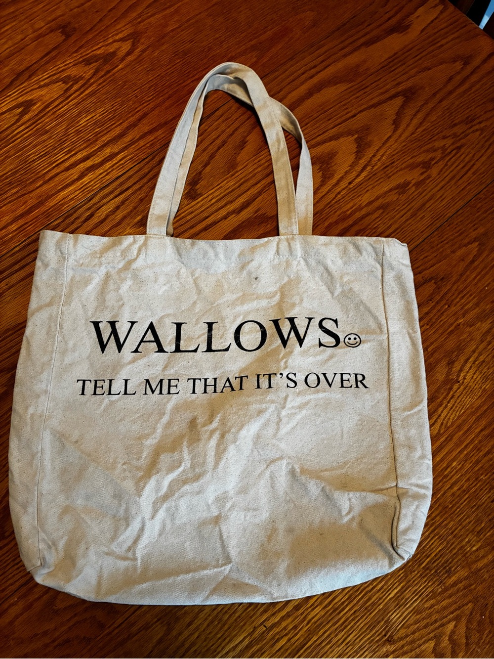 Beige Canvas Tote Bag - 'Tell Me That It's Over'